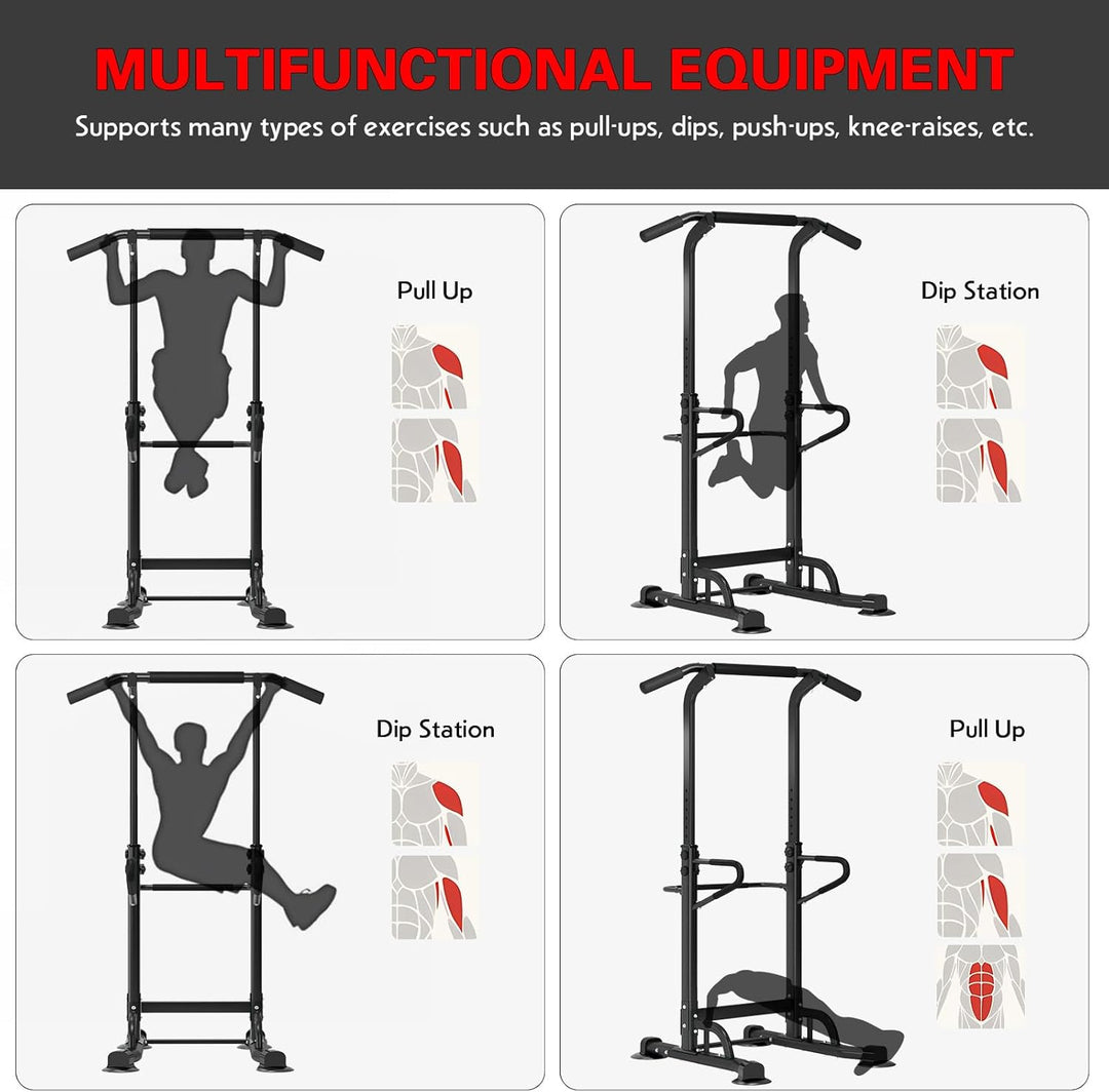 SogesPower Dip-Station &amp; Klimmzugturm, Dip-Ständer, multifunktional, für Zuhause, Krafttraining, Fit