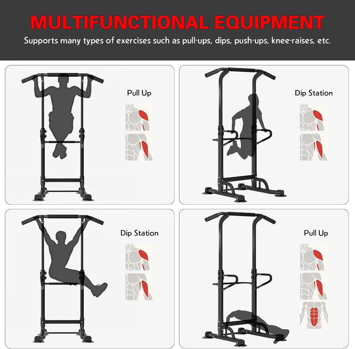 SogesPower Dip-Station &amp; Klimmzugturm, Dip-Ständer, multifunktional, für Zuhause, Krafttraining, Fit