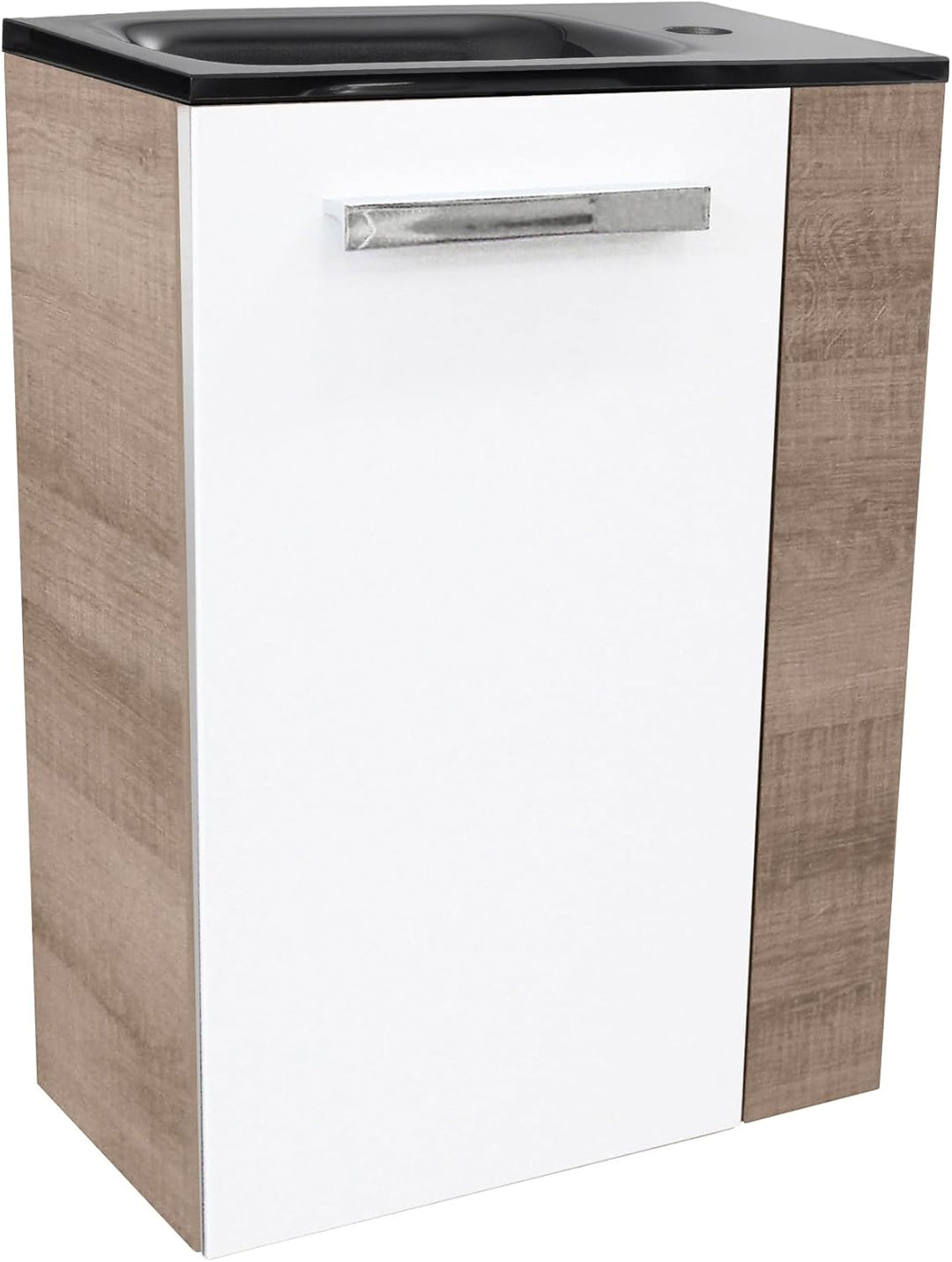 FACKELMANN SBC Mini Waschtischunterschrank 45 Weiss Hochglanz - Graueiche | Art.Nr: 86019