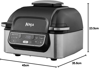 Ninja Foodi Grill & Luftfritteuse [AG301EU] 4 Portionen, Keramik-Antihaftbeschichtung, Schwarz Grill