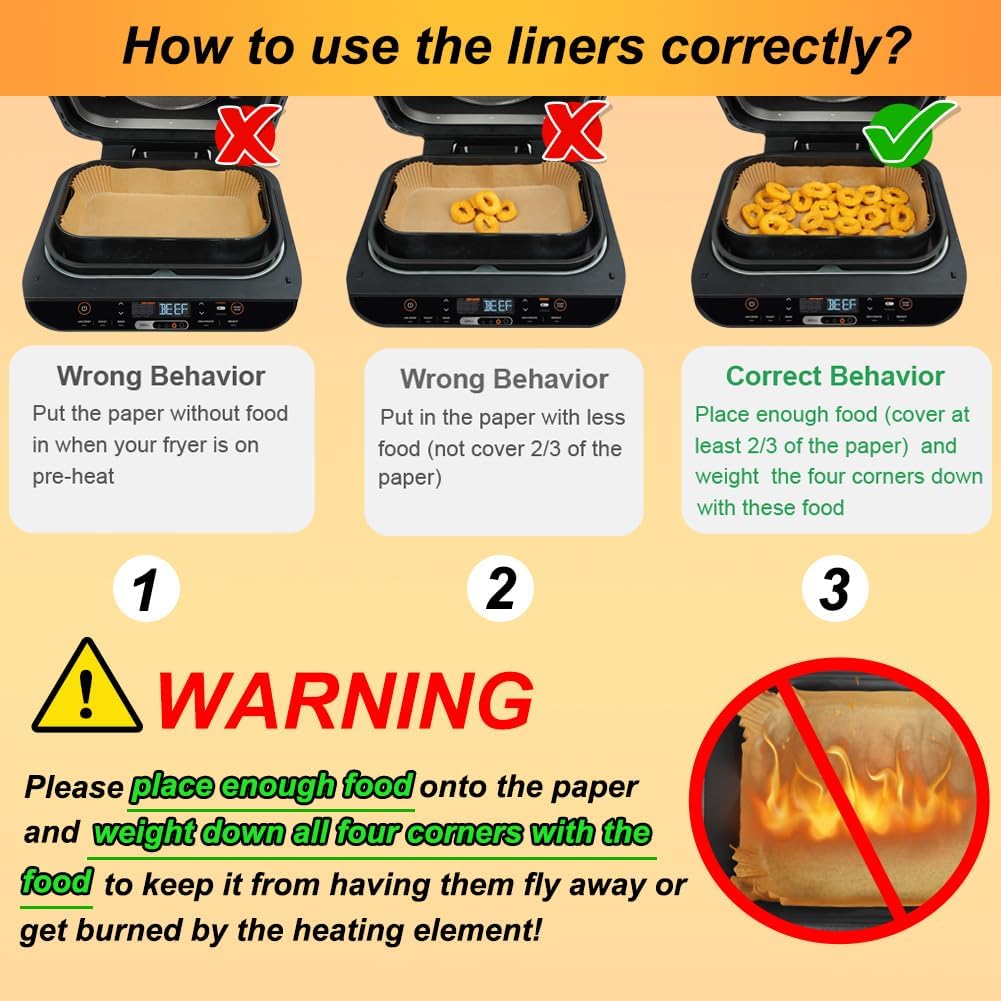 BYKITCHEN Airfryer Backpapier for Ninja Foodi MAX Grill und Heissluftfritteuse [AG551EU][AG551EUCP],