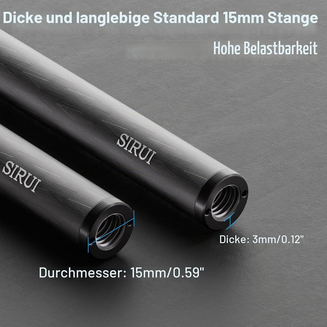 SIRUI 15mm Rod Kohlefaser Stange, universelle 20cm Kameraschienenstangen für 15mm Stangenschienen-St