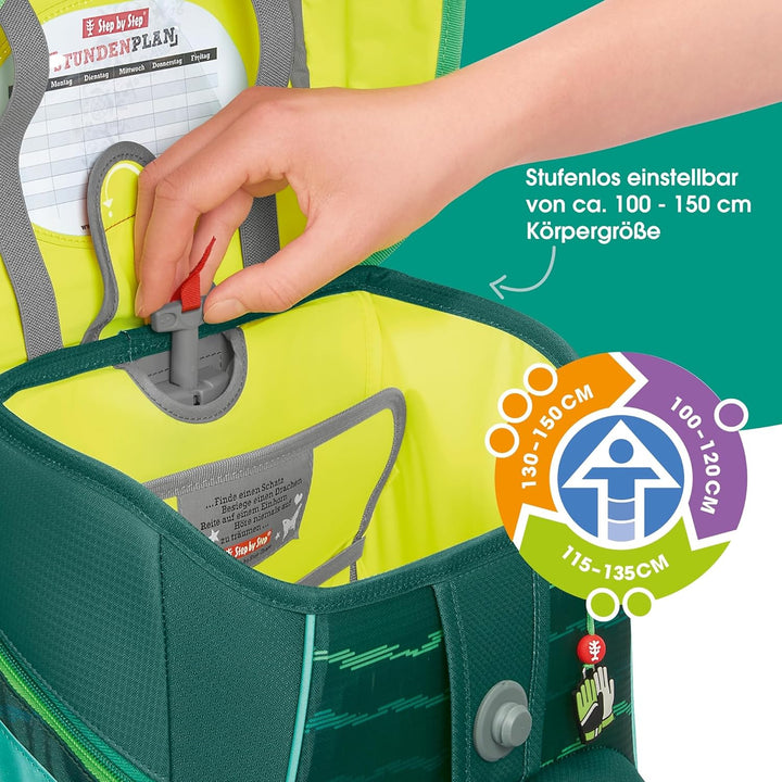 Step by Step Schulranzen-Set SPACE „Soccer Star“ 5-teilig, grün, ergonomischer Tornister mit Reflekt
