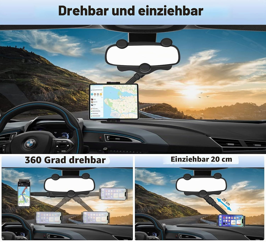 woleyi Rückspiegel Auto Tablet Halterung, LKW Rückspiegel Tablet Autohalterung mit Verstellbarem Arm
