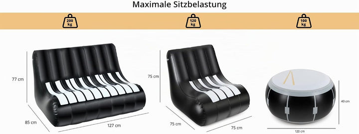 Stagecaptain IF-Set Aufblasbares Loungemöbel-Set - Sitzgarnitur aus PVC - Bestehend aus einem Tisch,