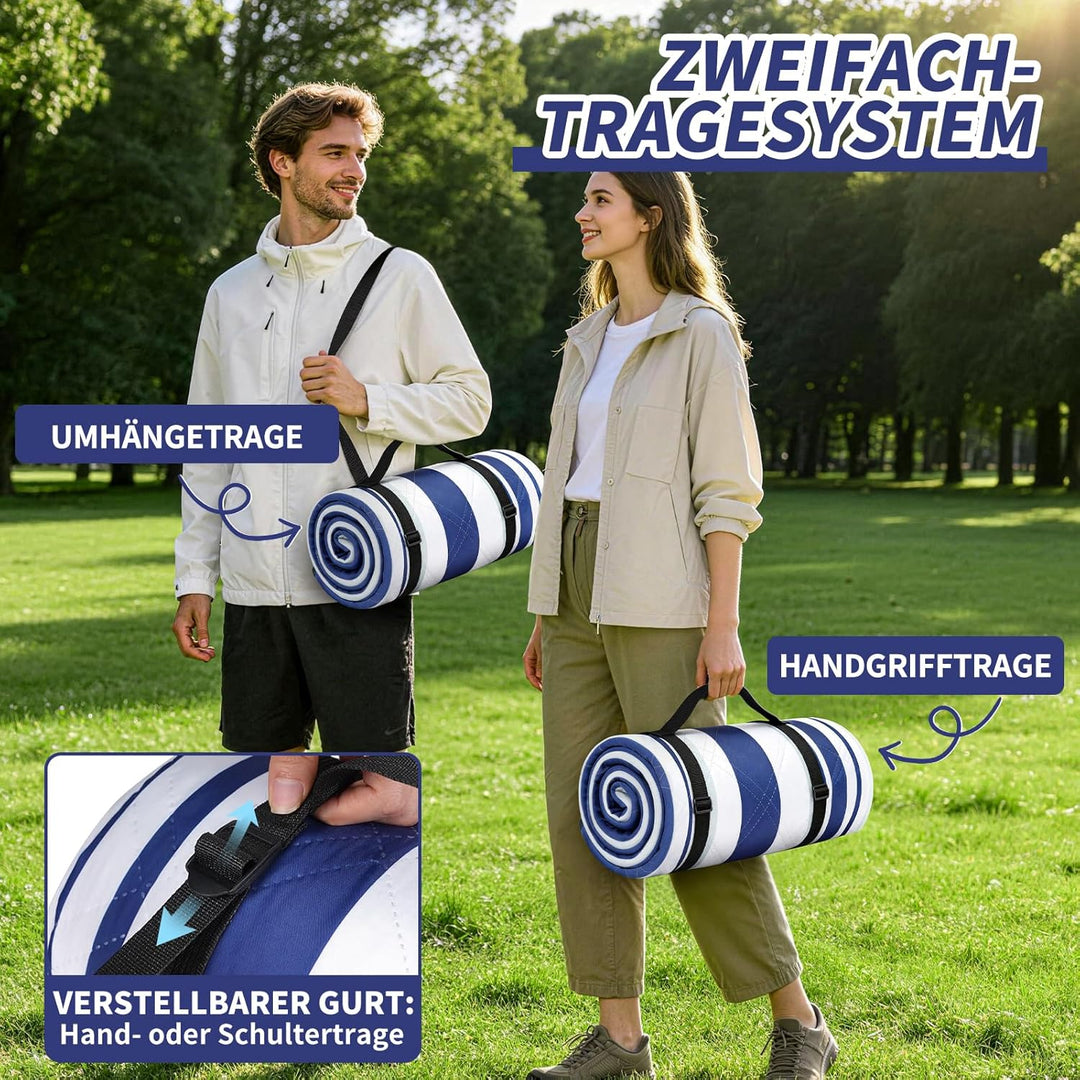 sapsisel wasserdichte Picknickdecke für 6-8 Erwachsene, Extra grosse Stranddecke, Picknickmatte für