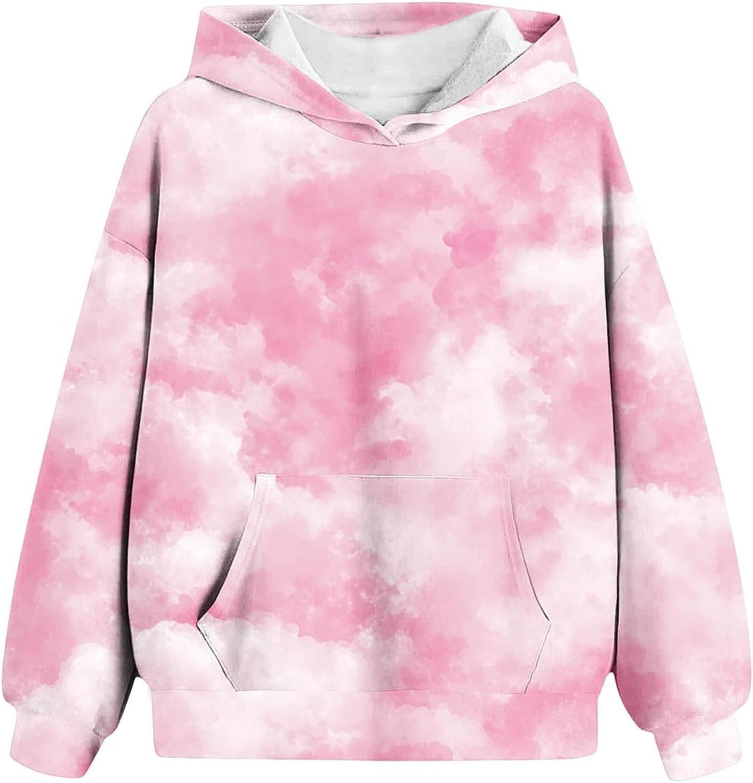 NZYIHAO Mädchen Hoodie Batik Kinder Pullover Freizeit Mode Sweatshirt mit Kapuze Herbst Winter Langa