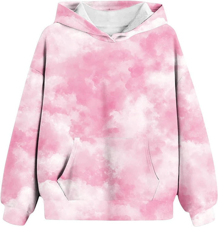 NZYIHAO Mädchen Hoodie Batik Kinder Pullover Freizeit Mode Sweatshirt mit Kapuze Herbst Winter Langa