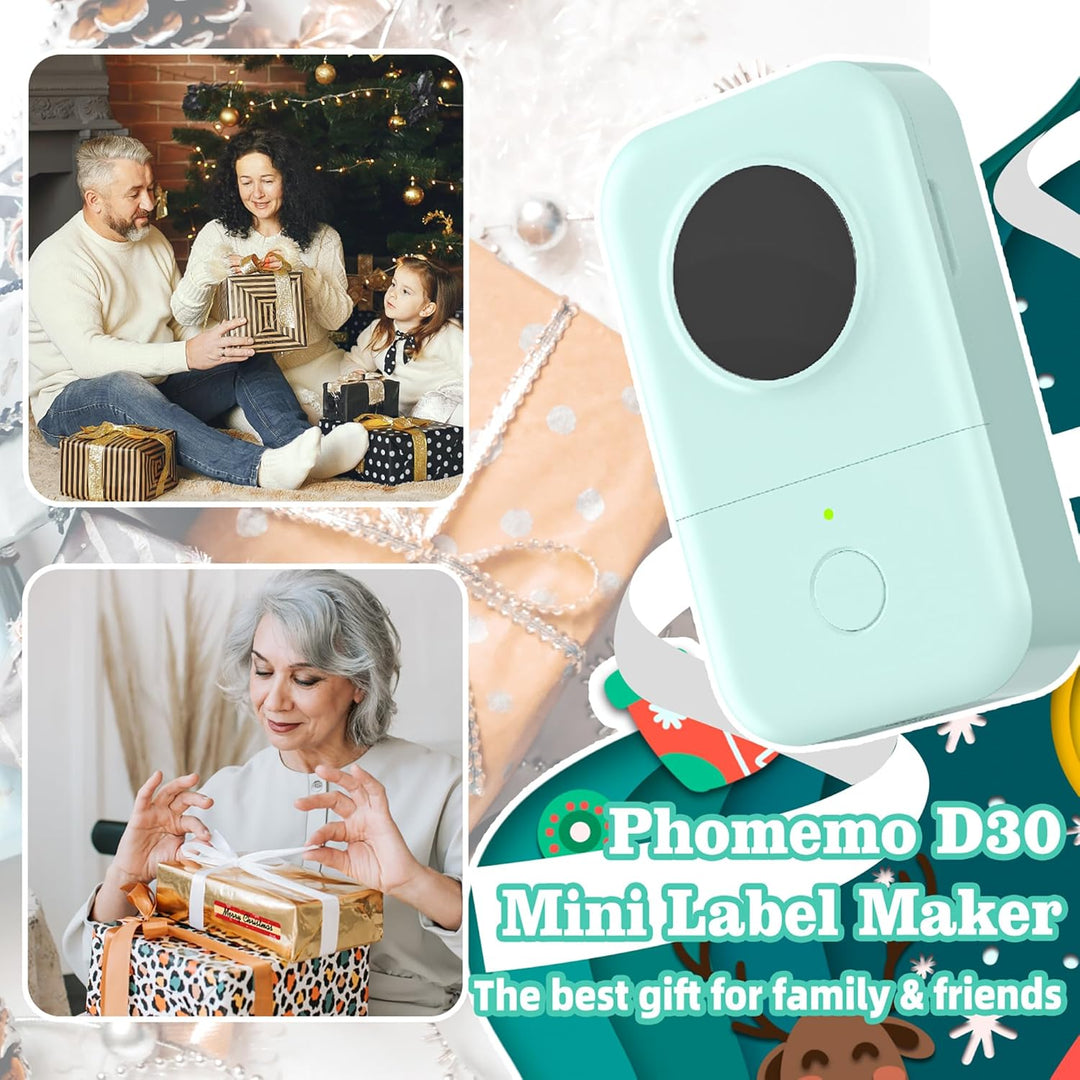 Phomemo D30 Mini Etikettendrucker - Beschriftungsgerät Selbstklebend Bluetooth Etikettiergerät,Label