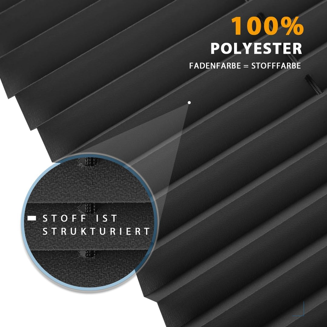 Allesin Plissee ohne Bohren Plissees Klemmfix Schwarz 35x80cm(BxH), Plisseerollo Faltrollo mit Klemm