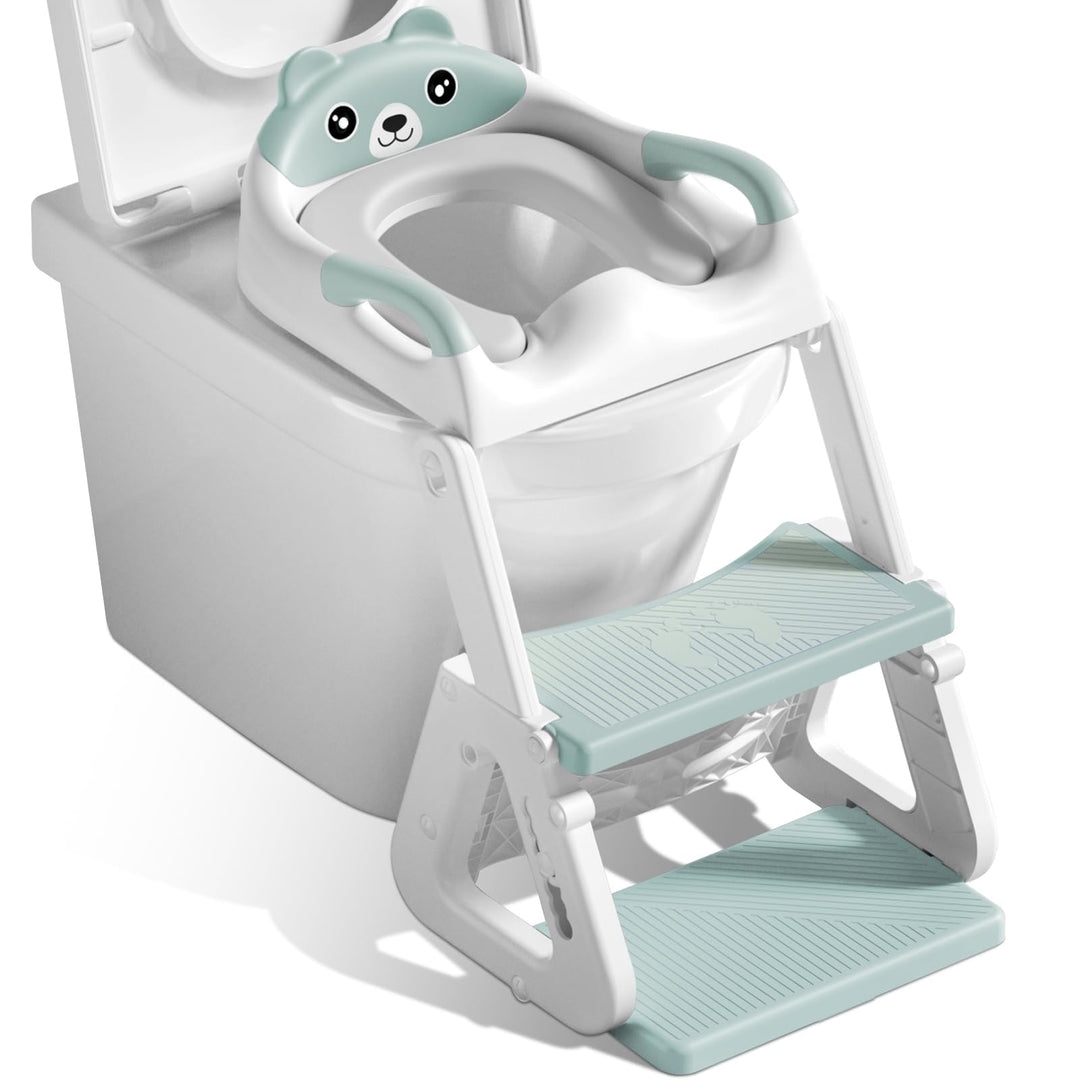 Toilettensitz Kinder Mit Treppe, Toilettenleiter für Kinder, Töpfchen für Kinder, Rutschfest, Klappb