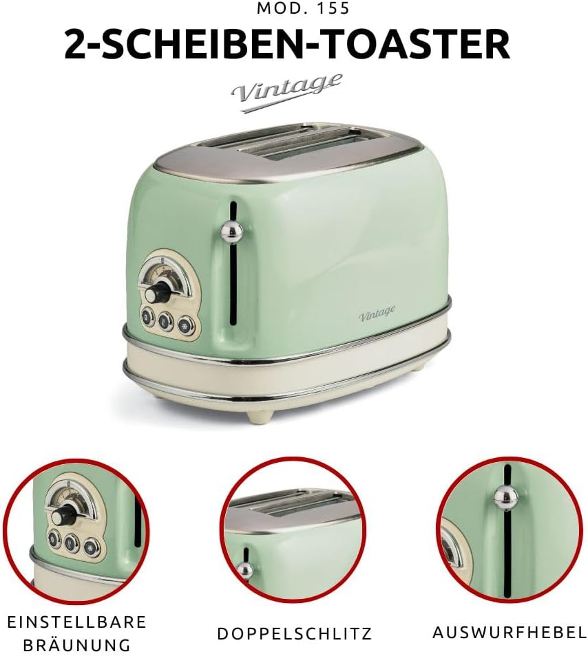 Grille-pain Ariete 155/14 Vert 810 W Creme / Grün, Creme / Grün