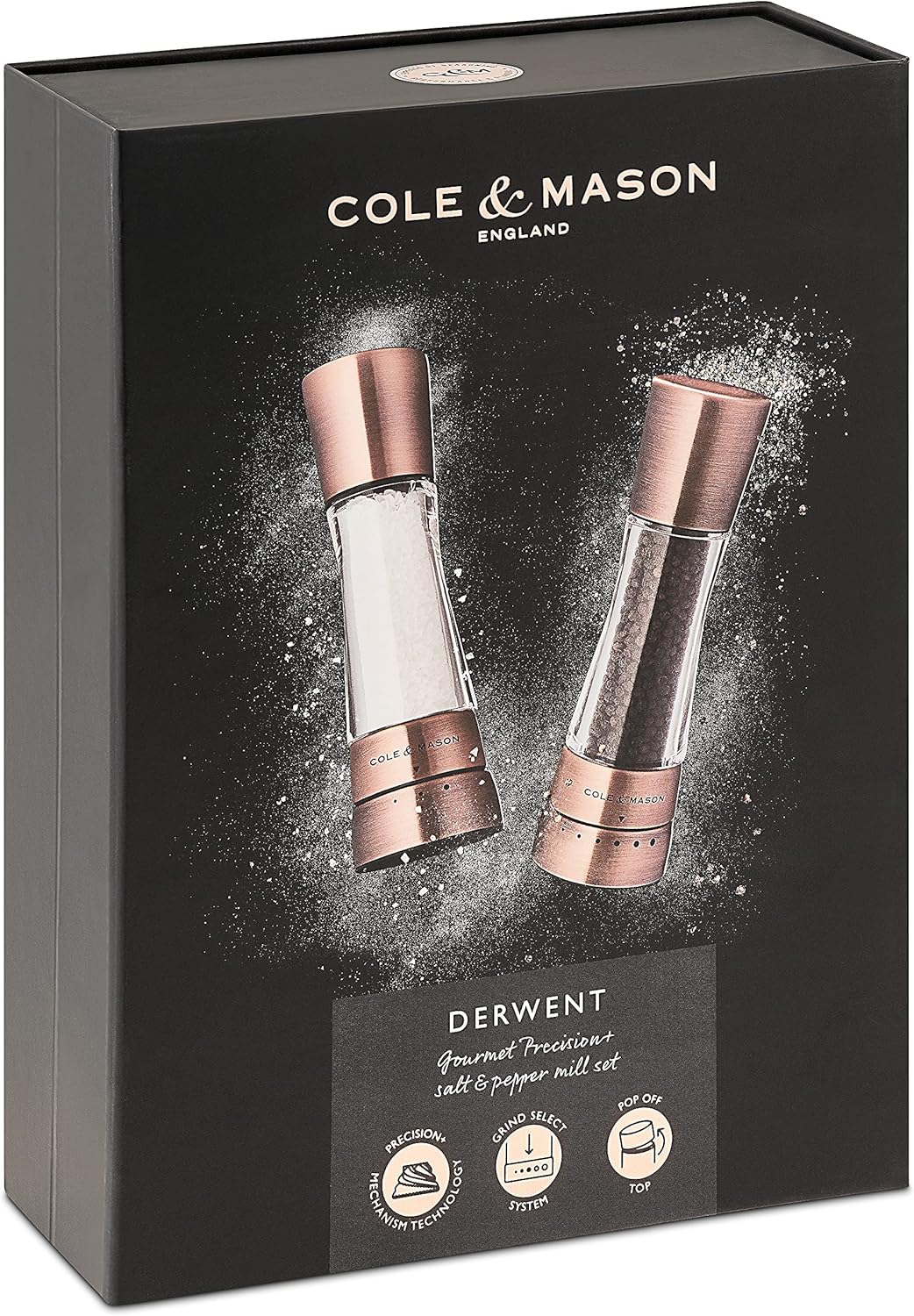 Cole & Mason H59418G Derwent Salz und Pfeffer Mühle Set (Kupfer) / Cole & Mason H611928CS Dover Edel