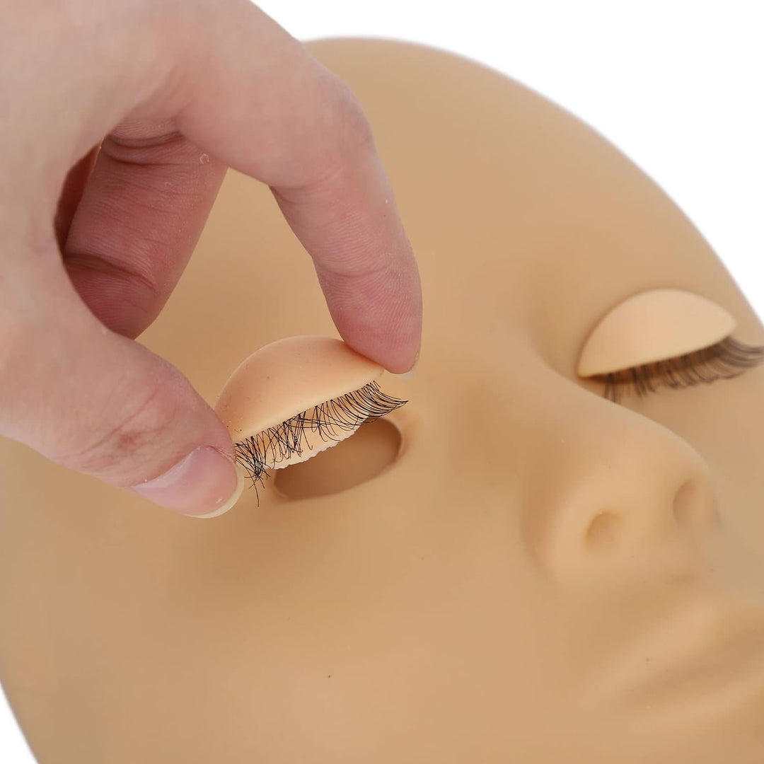 Übungskopf für die Wimpernverlängerung Silikon-Make-up-Trainingskopf mit 4 Paar Austauschbaren Augen