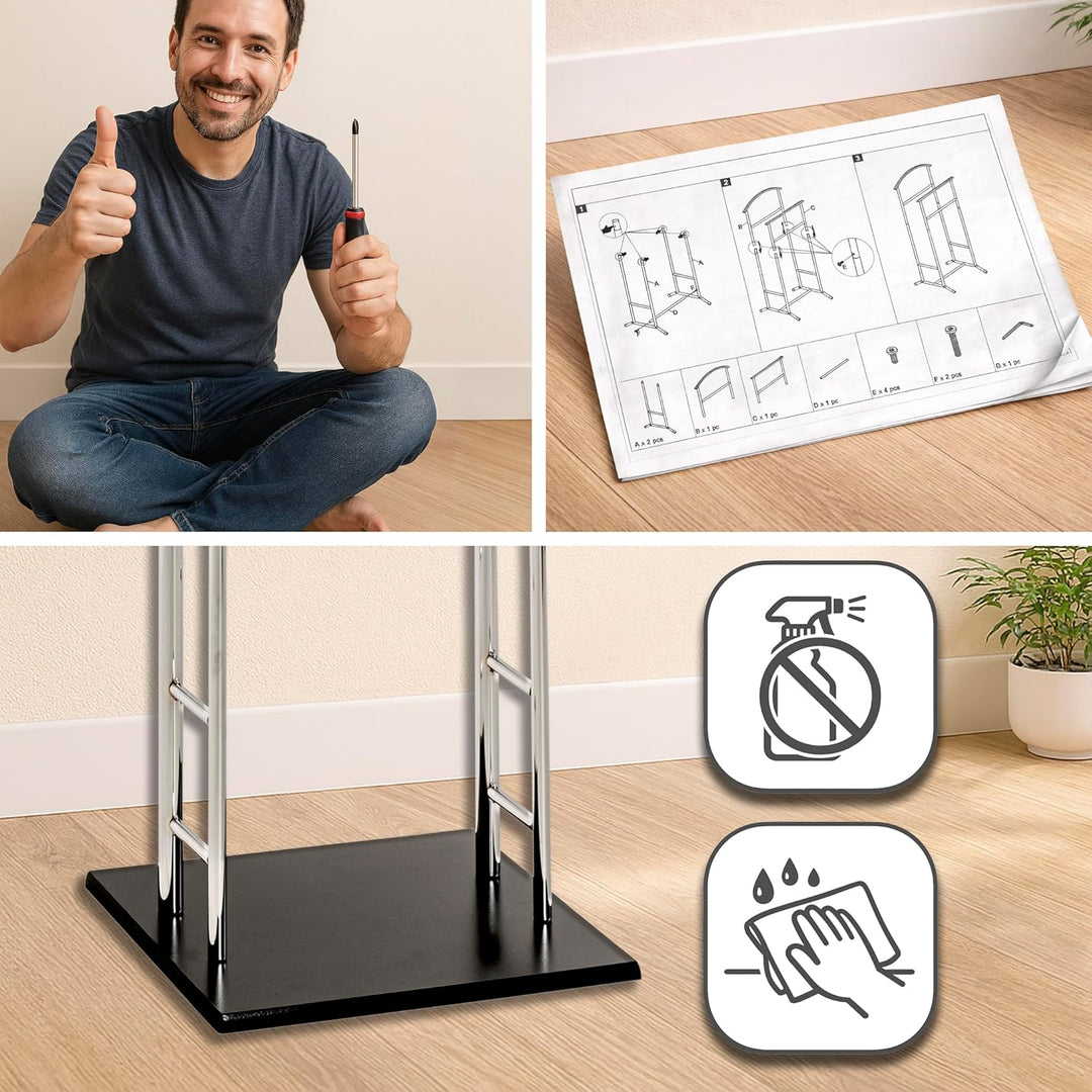 HAKU Möbel Herrendiener Metall schwarz Schlafzimmer stiller Diener Kleiderablage - Masse: B 47 x H 1