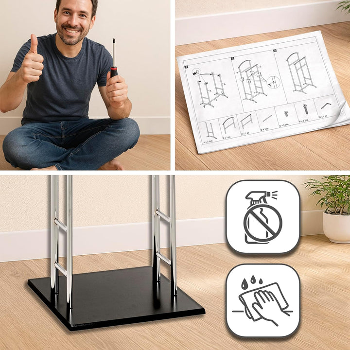 HAKU Möbel Herrendiener Metall schwarz Schlafzimmer stiller Diener Kleiderablage - Masse: B 47 x H 1