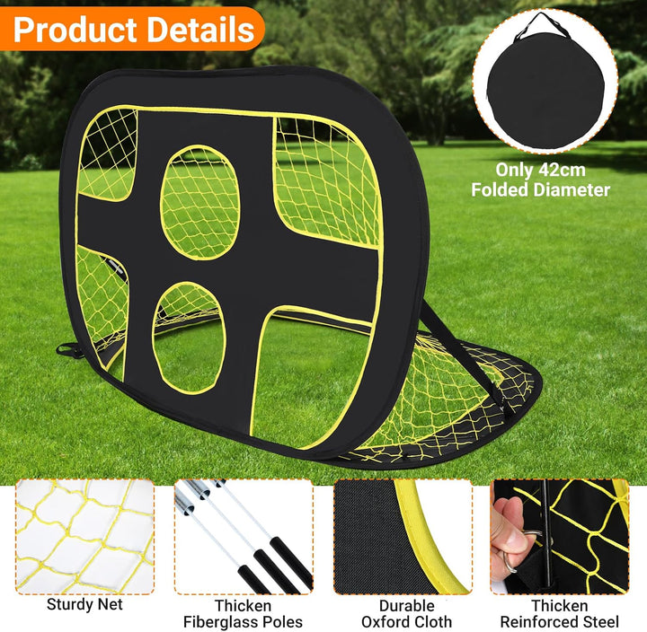 Fussballtor für Garten Kinder - 2-in-1 Pop-Up Faltbar Fussballtor Inklusive Tragetasche für Zuhause,