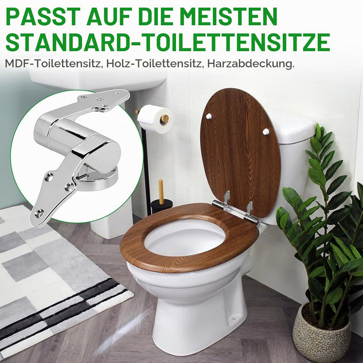DBREAKS 2 Stück WC Sitz Scharnier Zinklegierung mit Absenkautomatik - Verstellbare Soft-Close Scharn