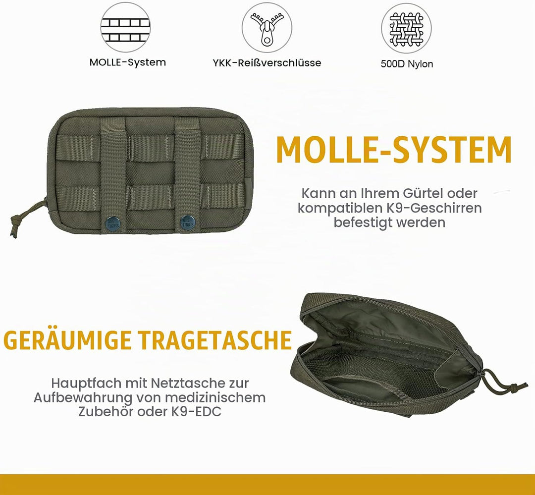 OneTigris Futterbeutel für Hunde 2 Stück, Grosser Weltraum-MOLLE Futterbeutel Hundetraining mit Refl