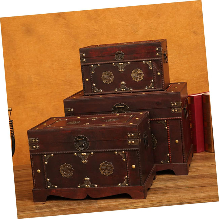 Veemoon Holzkasten Vintage Dekorative Box Schatzkiste Holz Schatztruhe Vintage Schmuckschatulle Vint