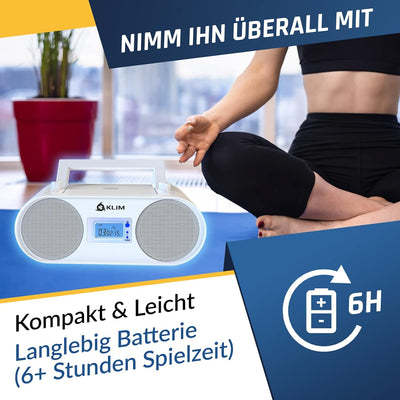 KLIM Boombox B4 Radio mit CD Player + AM/FM Radio, MP3, Bluetooth, AUX, USB + NEU 2024 + CD Player t