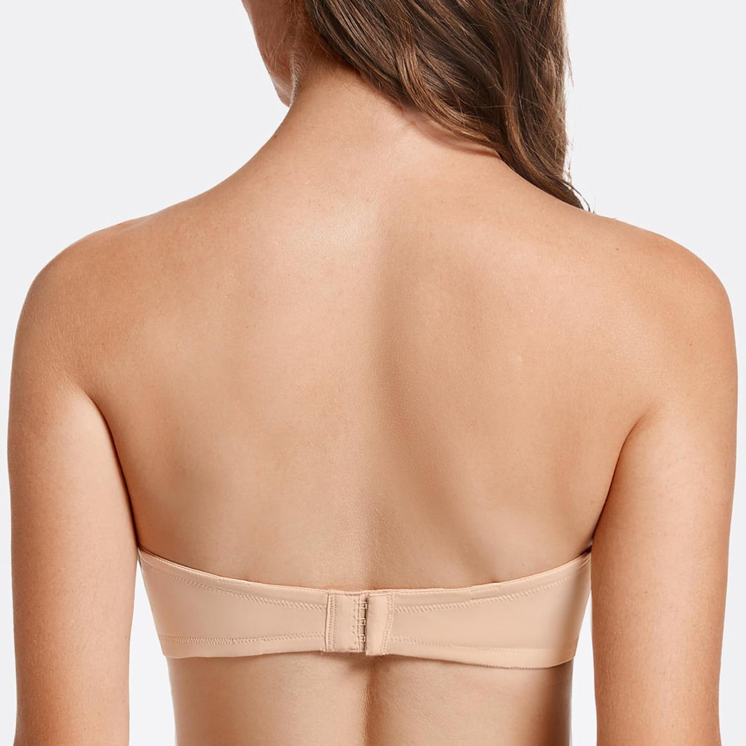 MELENECA Damen Hochdrücken Dick gepolstert Mehrweg Bügel Trägerloser BH 65C Beige, 65C Beige