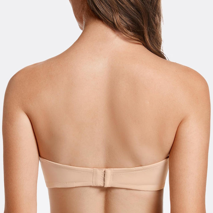 MELENECA Damen Hochdrücken Dick gepolstert Mehrweg Bügel Trägerloser BH 65C Beige, 65C Beige