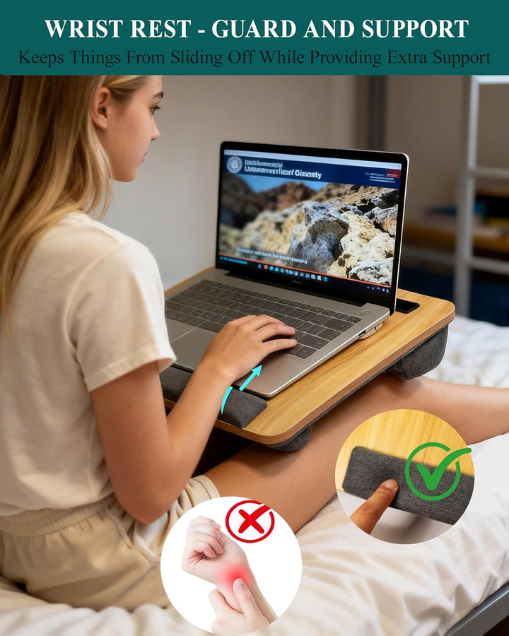 Laptopunterlage 40x34cm für Heim Bett Sofa mit Handgelenkauflage, Laptop Kissen für max 15.6” Notebo