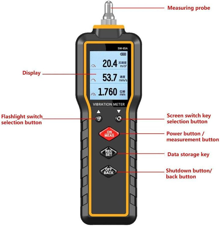Vibrationsmessgerät, SW-65A Digitaler Vibrationsmessgerät-Tester Handheld-Vibrationsmessgerät-Tester