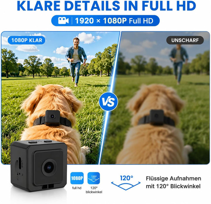 TKMARS Hundekamera für Hunde und Katzen, WLAN Mini Kamera mit Live-Ansicht, App-Steuerung, 1080P HD