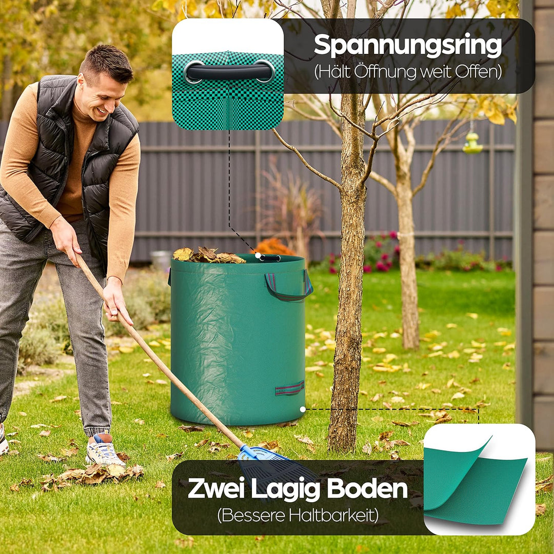 HAYATEC Gartensack 3x Laubsack Gartenabfallsack stabil mit 4 Griffen selbststehend UV-Beständig 272