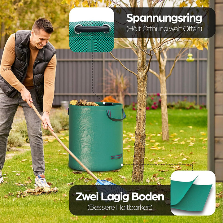 HAYATEC Gartensack 3x Laubsack Gartenabfallsack stabil mit 4 Griffen selbststehend UV-Beständig 272