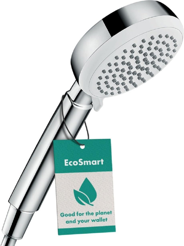 hansgrohe wassersparender Duschkopf Crometta 100, Duschbrause, 4 Strahlarten, Antikalk-Funktion, Wei