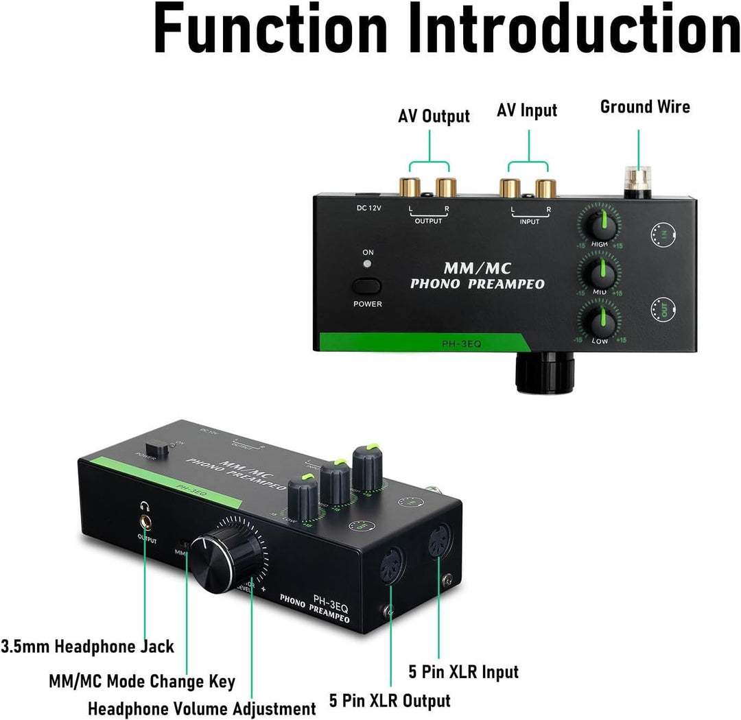 Dpofirs Phono Preamp für Plattenspieler MM MC Kompatible, Vorverstärker -Home -Audio für MM MC -Kart