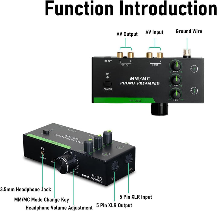 Dpofirs Phono Preamp für Plattenspieler MM MC Kompatible, Vorverstärker -Home -Audio für MM MC -Kart