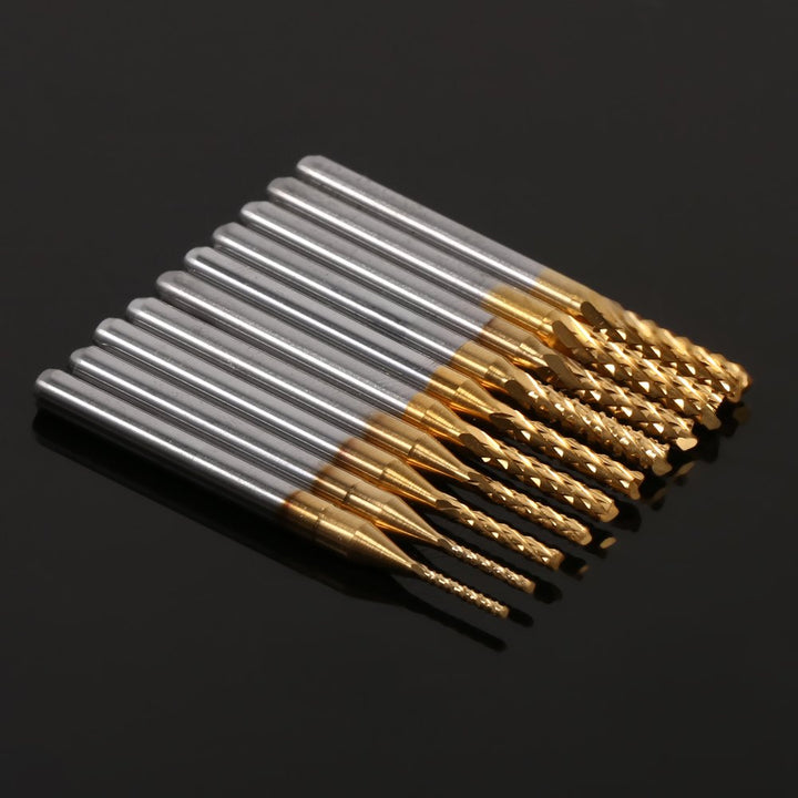 Watris Veiyi 10 Stücke Fräsbohrer Metall, 1.0-3.0mm CNC Fräser, Schaftfräser Titan Set, für Holz Wei