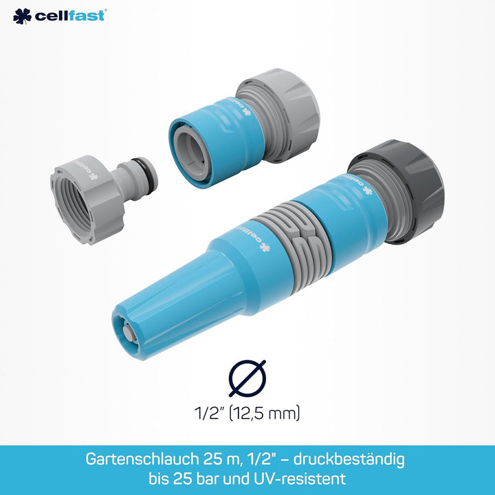 Cellfast Gartenschlauch SET PLUS 3-lagiger Wasserchlauch mit dauerhafter Verstärkung aus Garn höchst