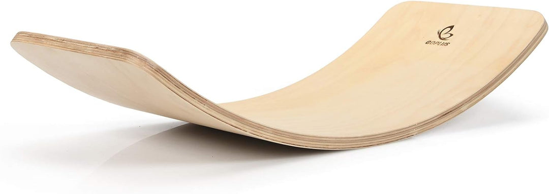 GOPLUS Balance Board Holz, Kurviges Board mit Filzunterseite, Balancierbrett für Kinder und Erwachse