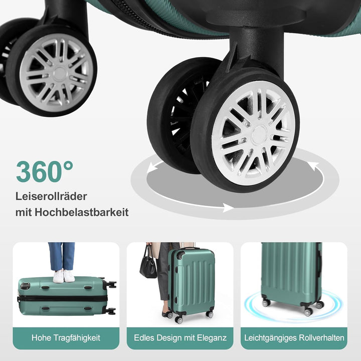 LALAHO Kofferset Koffer Set 4 teilig Hartschale (Türkis) | Handgepäck koffer aus ABS, Reisekoffer mi