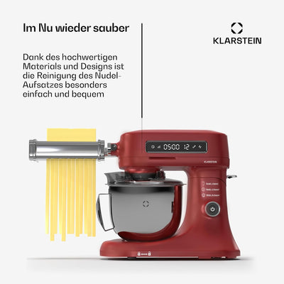 Klarstein Chiara Küchenmaschine Nudelaufsatz – 3-in-1 Pasta-Zubehör, Edelstahl, Spülmaschinenfest, 8