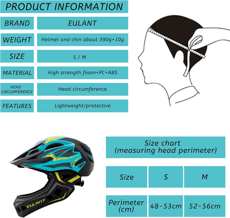 EULANT Fahrradhelm mit Kinnschutz für Jugendliche,Kinder Fullface Helm,BMX helme Jungen,Downhill Hel