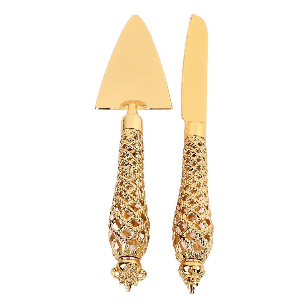 Gold Kuchen und Tortenheber Set, Kuchenmesser und Heber, Hochzeitstorte Schneideutensilien, 1 Satz