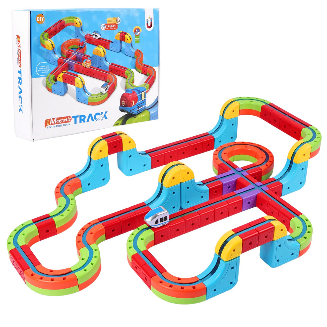 68 Stück Clickrail Electric Train Set, Magisches Schienen WüRfel Zug Set, Cube Track Block Zug mit S