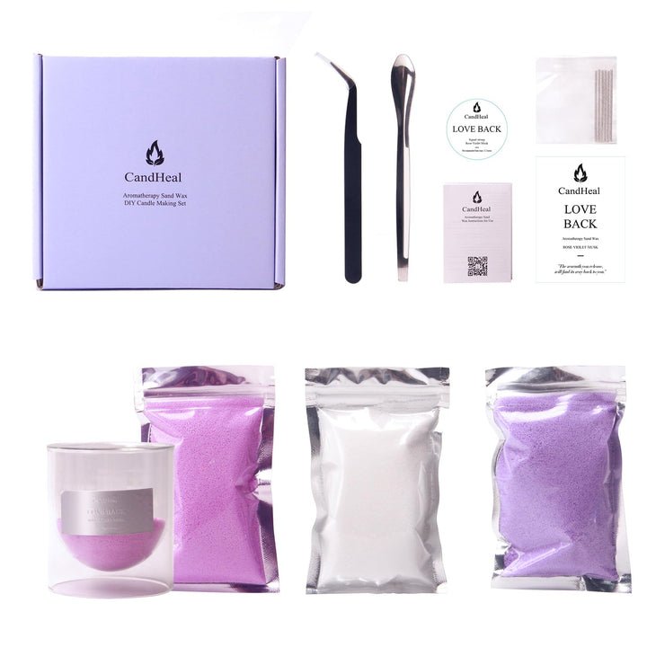 CandHeal Kerzensand mit Dochte &amp; Glas, Rose Pearled Candle | Romantik &amp; Wohlfühlen, 3-farbiger pflan