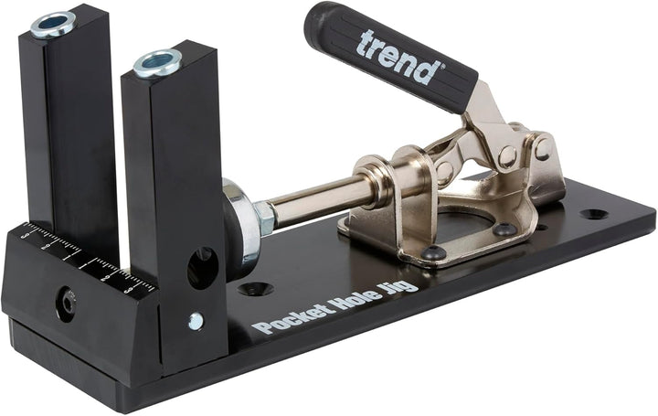 Trend Pocket Hole Jig Kit with Dual Column Jig, Face Clamp, HSS Drill Bit & Depth Setting Collar, 2