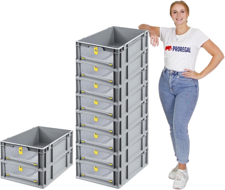 SparSet 10x Eurobox NextGen Insight Cover | HxBxT 17x40x60 | 34 Liter | Niedrig/Gelb | Eurobehälter,