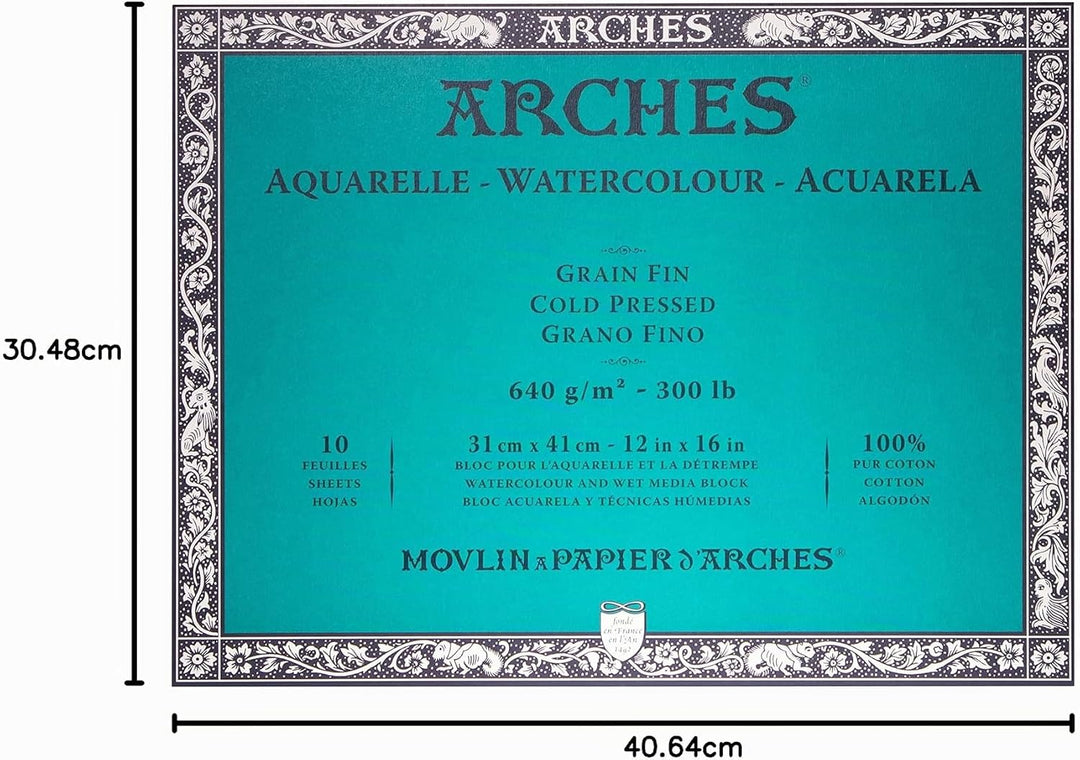 Canson 200177596 Arches Aquarell, 31 x 41 cm, naturweiss