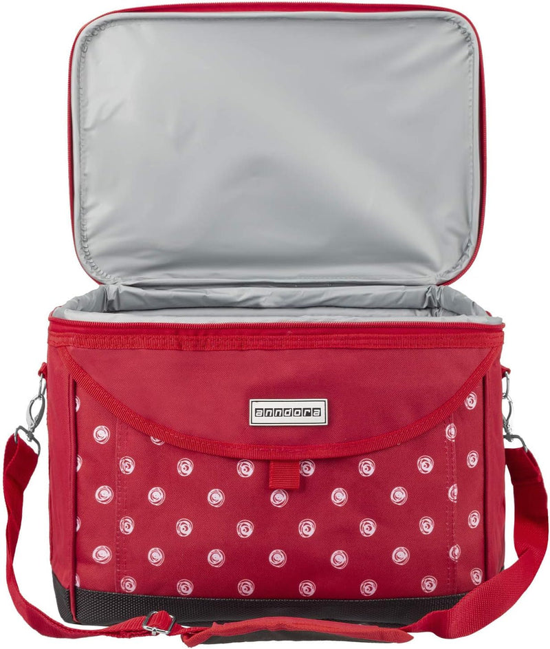 anndora Kühltasche 22 L Picknick Kühlbox 35 x 24 x 27 cm - Farbauswahl Rot Weiss Gepunktet, Rot Weis