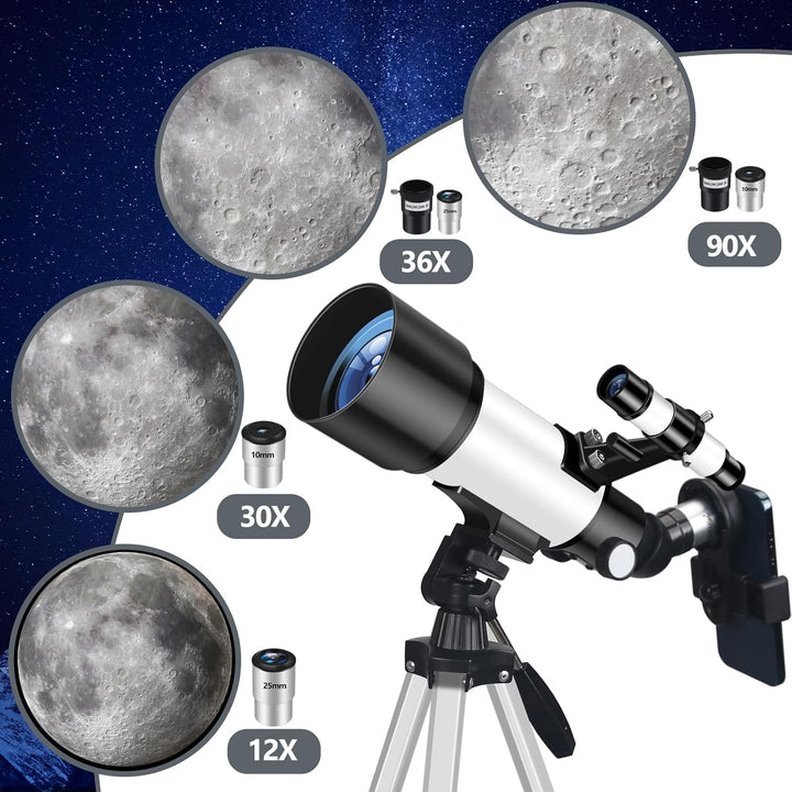 Mijiao Teleskop Astronomie, Profi Teleskope 70/400mm für Anfänger mit 5x24 Sucherfernrohr und Stativ