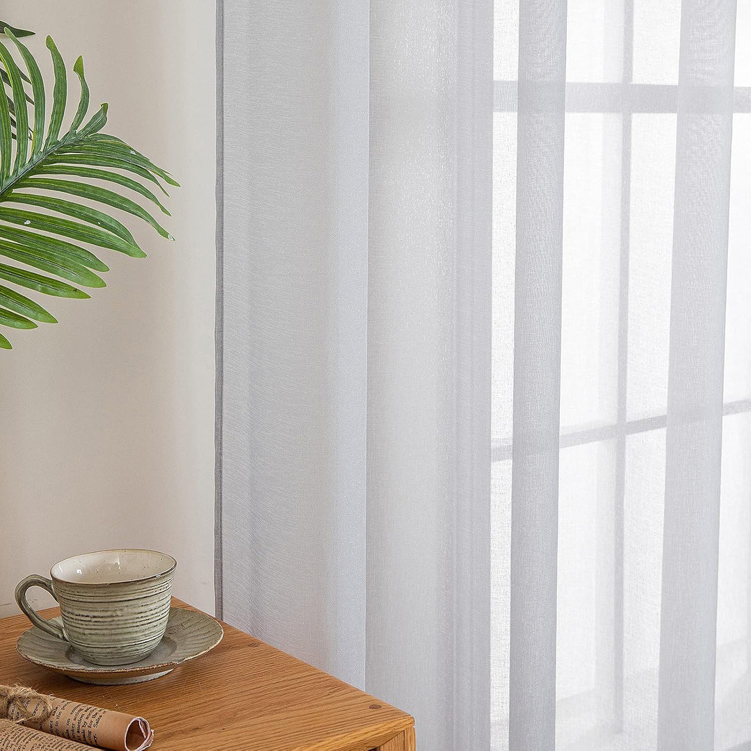 MIULEE Sheer Voile Vorhang Weihnachtsdeko mit Ösen Transparente Optik Gardine Ösenvorhang Ösenschal